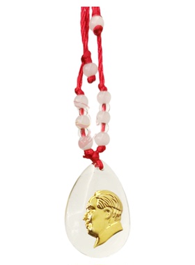 金箔头像水晶包裹吊坠项链