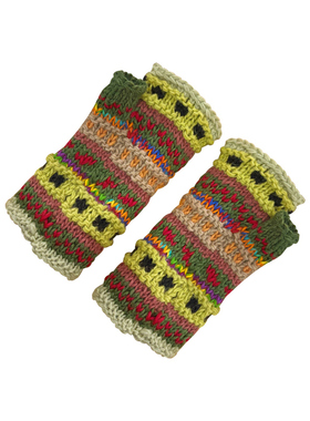 日系配色民族复古保暖半指手套