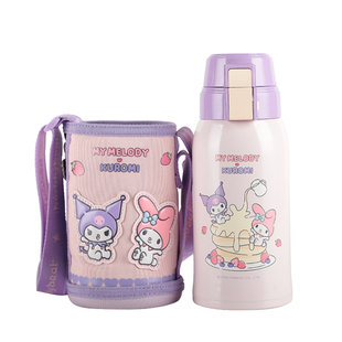 杯具熊复古双饮儿童保温杯小学生水杯女幼儿园上学专用杯子大容量