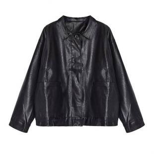 2025年春秋季欧洲站皮衣外套女帅气短款机车韩版大款宽松潮酷夹克