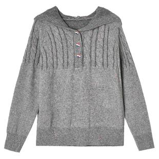 奥莱专柜品牌撤柜正品 HZ冬装新款 简约风连帽舒适羊毛微弹毛衣女