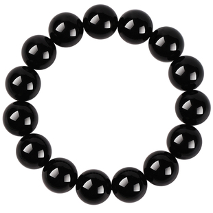 正品天然黑曜石手串男款999纯银手链女款金曜石黄虎眼转运珠手链