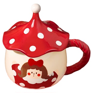 墨色可爱陶瓷带盖马克杯情侣对杯特别好看的高颜值办公室女生水杯