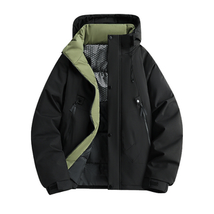 保罗2025秋冬新款夹克宽松保暖休闲冲锋衣潮男防风雨加棉加厚外套