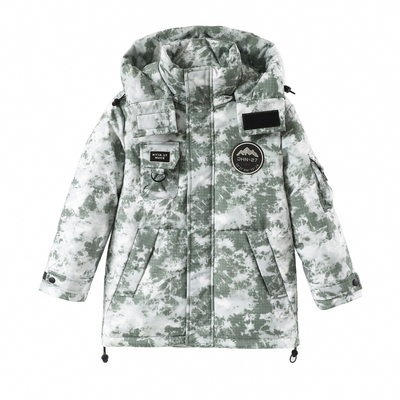 中长款加厚男童迷彩儿童羽绒服