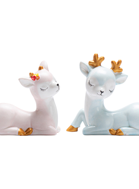 陶瓷精品一路相伴招财鹿家居摆件