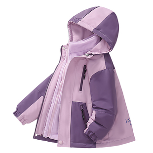 雅鹿女童夹棉棉服2025新款防水派克服初中生女孩加绒冲锋衣厚外套