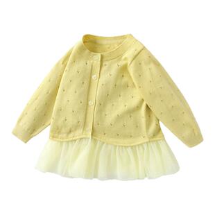 女童外套2026春装新款女宝宝针织开衫开春薄款上衣儿童女孩外出服