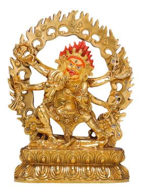 仿尼泊尔铜鎏金像六臂玛哈嘎拉像大黑天财神摆件7寸9寸