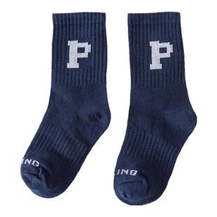 儿童袜子春秋棉袜P字母日系男童女童运动袜子儿童中筒袜韩国潮袜