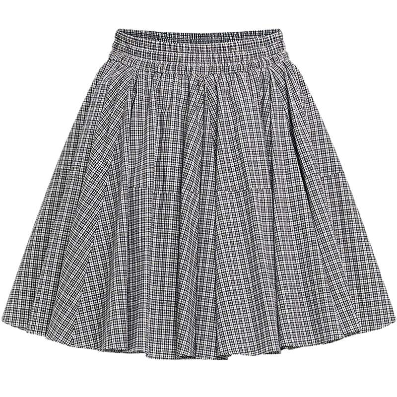 KBNE蓝色短裙女蓬蓬裙格纹半身裙2025夏季新款小个子气质格子半裙