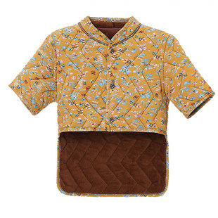 中老年女妈妈护背小棉衣秋冬季加绒长袖丝绒防寒加厚护肩护腰保暖