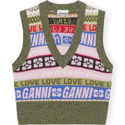 女装针织背心GANNIv领
