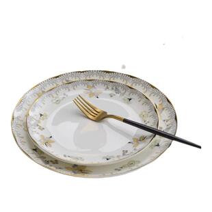 后海骨瓷6英寸菜碟盘子法式高级感乔迁餐具陶瓷防烫饭碗套装家用