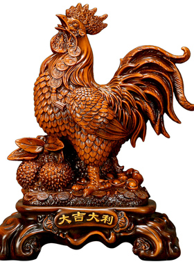 吉善缘 金鸡鸡摆件 大吉大利公鸡十二生肖家居客厅桌面工艺品0302