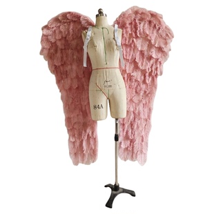 大号粉色鸵鸟羽毛天使翅膀成人舞台道具直播装饰网红加冕团播翅膀