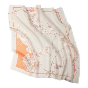 纯山羊绒丝巾女士秋冬轻薄款保暖方巾百搭围巾对折小三角巾送礼盒