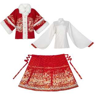 仔拾柒_祥瑞贺春 原创明制汉服女2025新款冬季加厚加绒马面裙古装