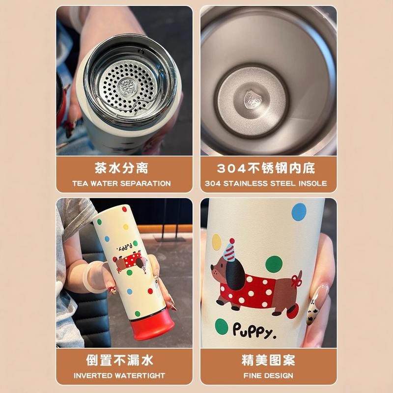 真空304不锈钢保温杯男女学生汽车杯子颜水杯茶高便携带值直饮漏