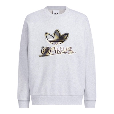 Adidas/阿迪达斯正品三叶草男士运动复古印花圆领卫衣KC0117