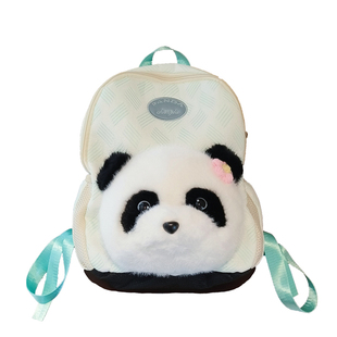 新款花花熊猫毛绒双肩包可爱大熊猫百搭小背包包女学生书包礼物