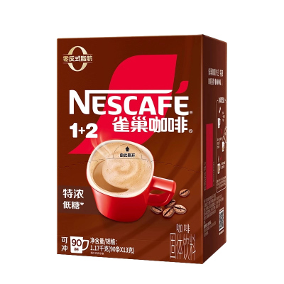 雀巢1+2特浓速溶咖啡粉100盒装