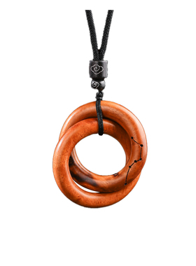 阴阳乾坤圈雷击木镶银刻字吊坠