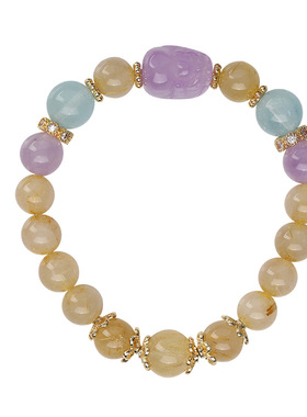 吉饰坊金盈满福貔貅金发晶紫水晶薰衣草紫晶水晶手链手串生日送礼