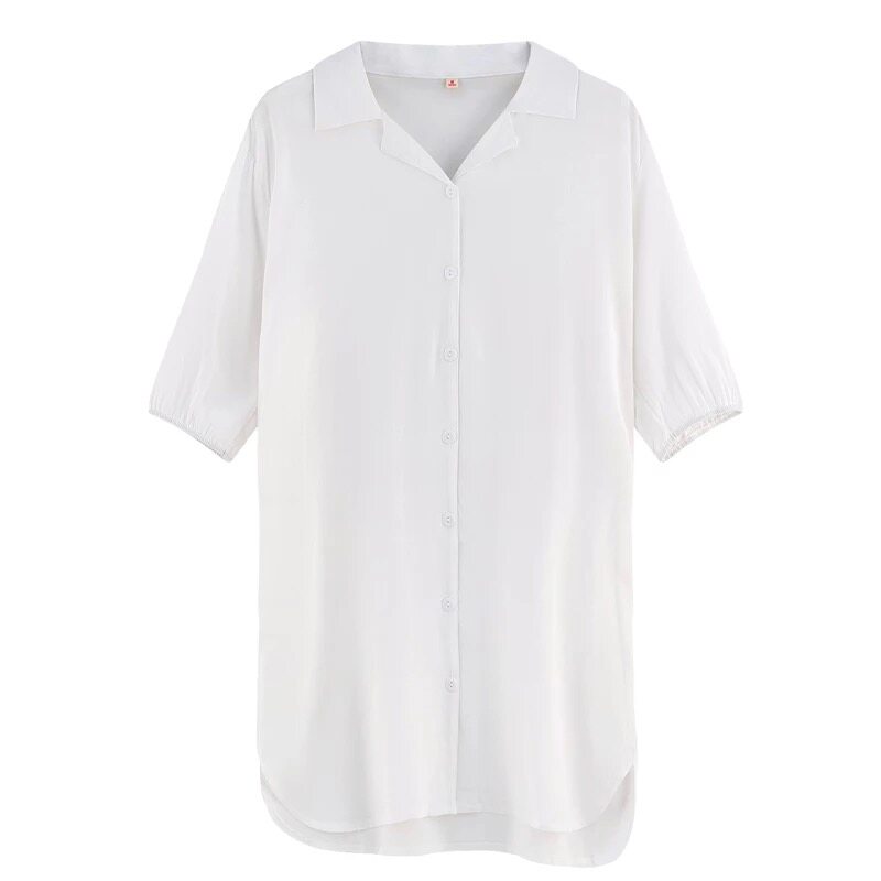性感睡衣女夏莫代尔薄款短袖家居服2026新款带胸垫中长款衬衫睡裙