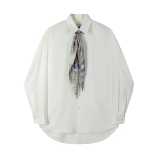 TAM TUAS【泰晤士河】木棉天丝混纺丝巾领结老钱垂感抗皱长衬衫