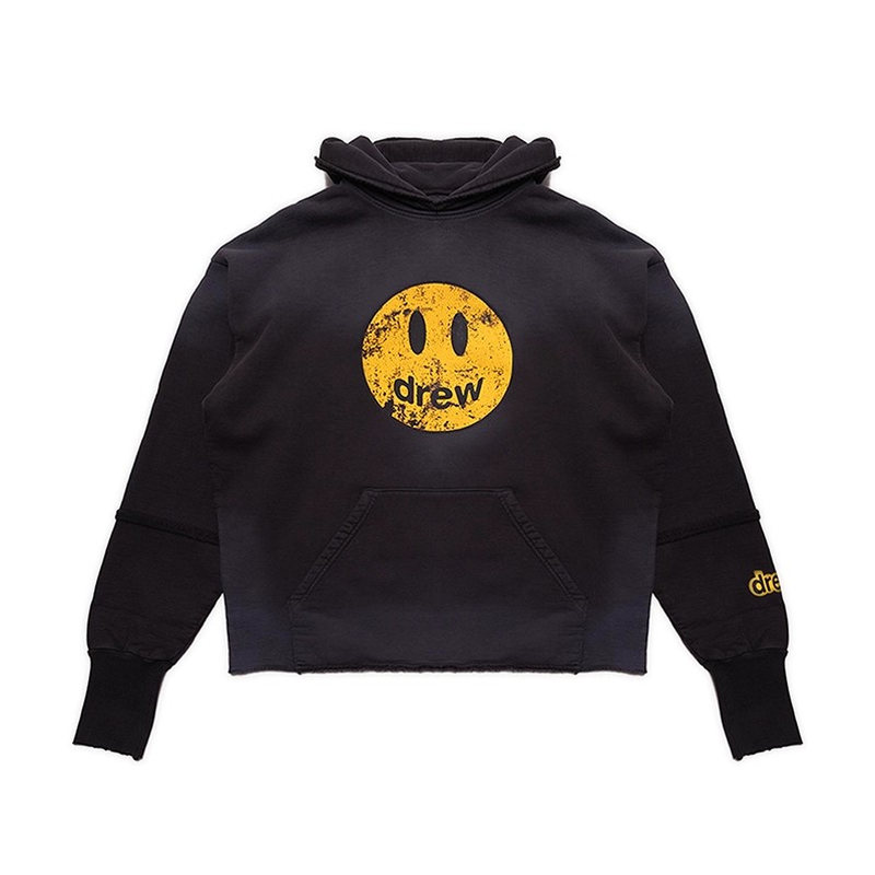 【官方正品】drew house经典笑脸褪黑色连帽卫衣26夏季男女同款