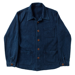 HDK(海觉) 18OZ INDIGO 剑道服刺子蓝染法式工装外套UNIONKNOPF扣