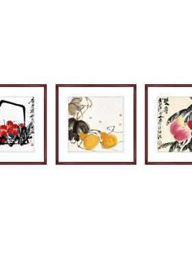 齐白石装饰画国画客厅饭厅水墨虾
