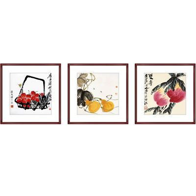 齐白石装饰画国画客厅饭厅水墨虾