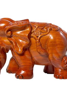 红木大象摆件客厅玄关中式