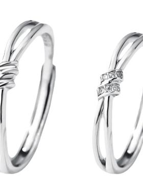 晚舟s999足银同心结情侣戒指