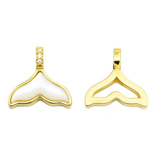 【严选】18k金吊坠白贝鱼尾项链diy配件轻奢时尚女款不脱模WT0266