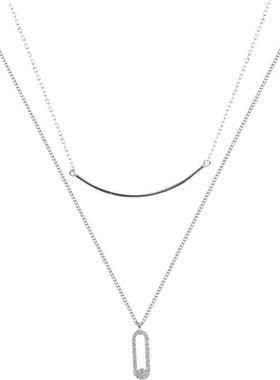 925纯银微笑设计感双层项链