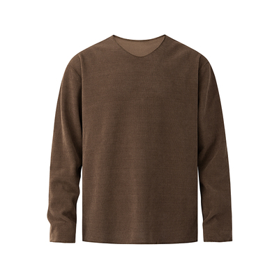 MRCYC松弛感坑条V领长袖T恤男士