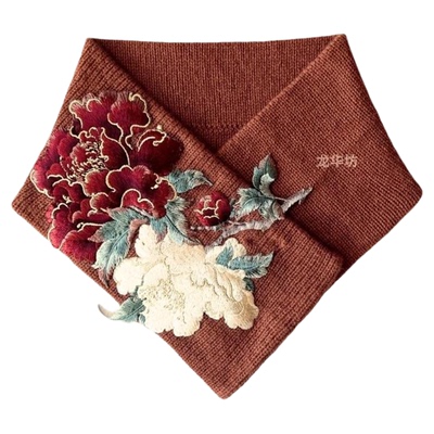 原创100%山羊绒手工刺绣假领子