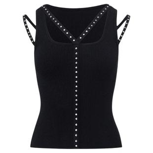 uhot诱货 2025秋冬女士时尚烫钻修身吊带针织背心银泰百货 301590