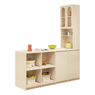 奶油岩板吧台桌餐边柜一体家用定制开放式厨房吧台隔断柜g384