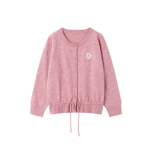 时然大码微胖MM25年冬季新款收腰抽绳打底衫松弛感休闲针织衫开衫