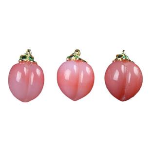 天然粉盐源玛瑙小桃子吊坠貔貅平安扣小柿子女兔子提溜水蜜桃手链