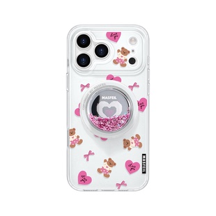 MASFEIL × 爱心乐园适用苹果17Promax手机壳新款Ro9磁吸带支架iPhone16Pro保护套高级感ip15pm好看红色女14