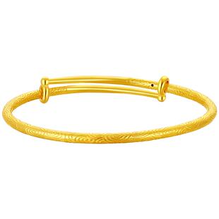 潮宏基传家宝事事圆满黄金素圈手镯足金童镯礼物宝宝空心 计价 H