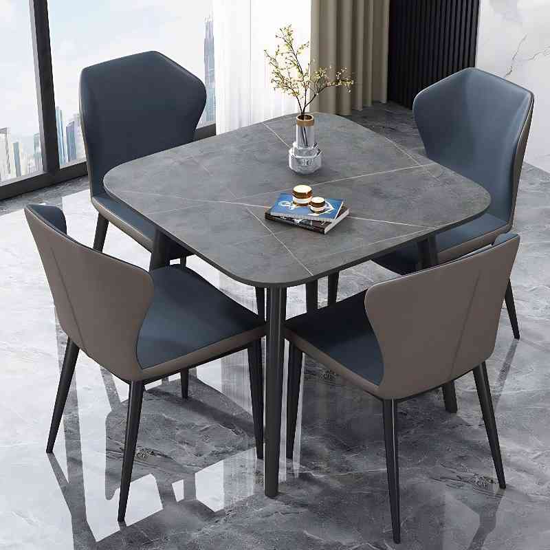 岩板餐桌家用小户型洽谈桌饭桌客厅桌子现代简约餐厅正方形餐桌