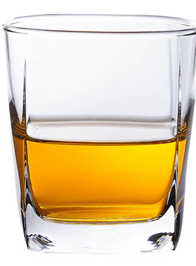 加厚威士忌酒杯家用水晶玻璃洋酒杯啤酒杯抖音创意四方杯6只套装