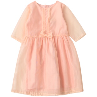 54571 清 儿童五分袖网纱连衣裙 女童蝴蝶结 公主裙 中大童