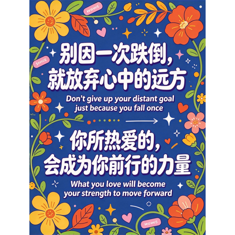 50张彩色花卉励志语录贴纸ins风
